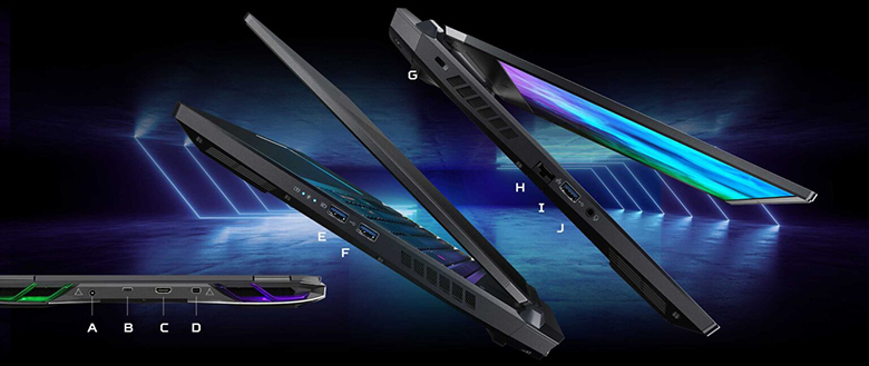 Laptop Acer Predator Helios PH315-55-76KG có đầy đủ cổng kết nối