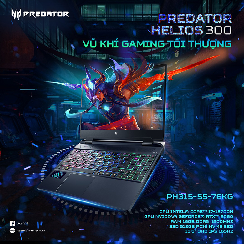 Laptop Acer Gaming Predator Helios PH315-55-76KG Core i7 12700H