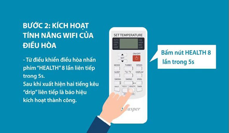 Cách mở điều hoà Casper bằng điện thoại kích tính năng wifi của điều hoà Casper
