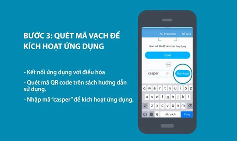 Cách mở điều hoà casper cài trên điện thoại