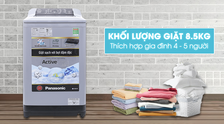 Máy giặt tốt giá rẻ Panasonic 8.5 Kg NA-F85A4GRV lồng đứng