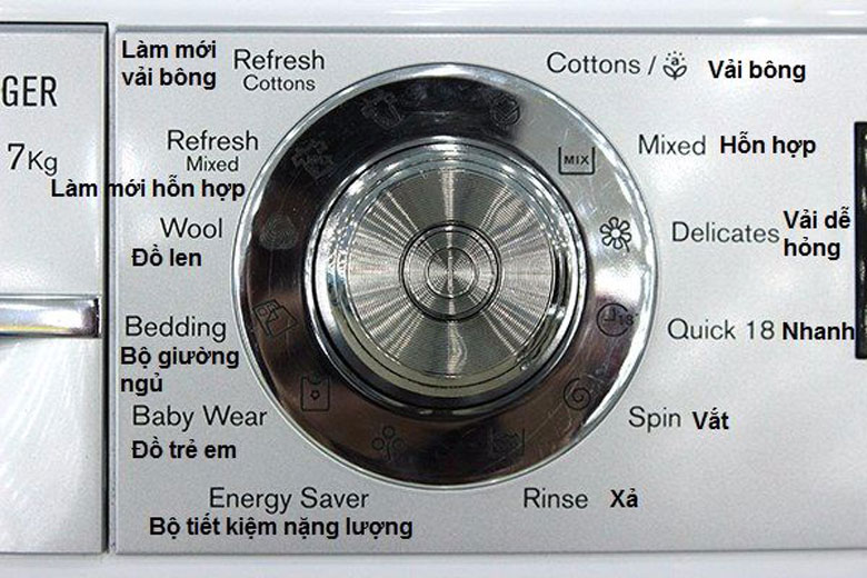 Hướng dẫn sử dụng máy giặt Electrolux 7kg bằng phím dạng chữ