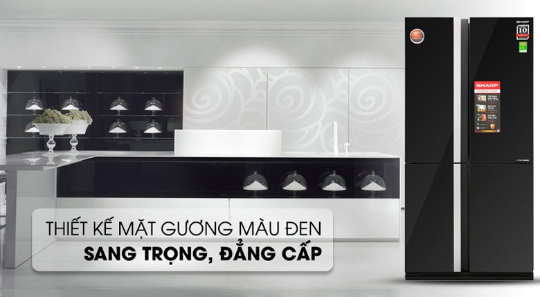 Tủ lạnh Sharp 4 cánh Inverter 605 lít SJ-FX688VG-BK