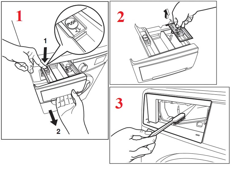 Máy giặt Electrolux hướng dẫn vệ sinh khay nước xả giặt