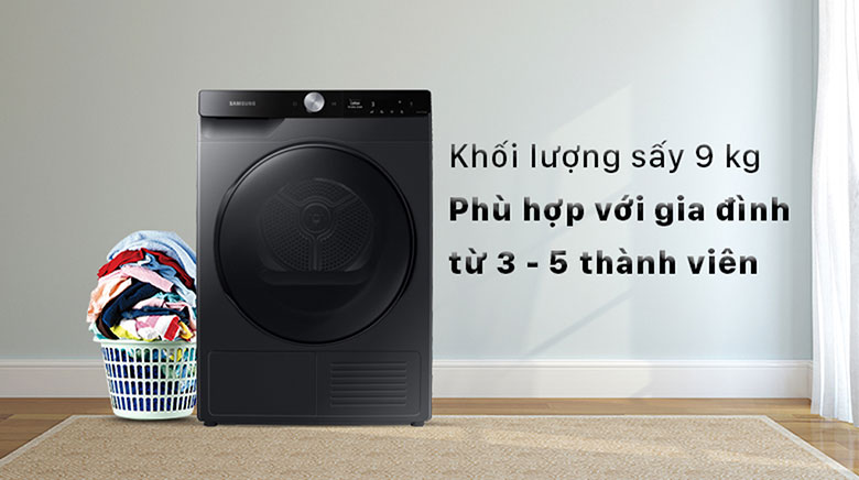 Máy sấy quần áo nên mua loại nào? Máy sấy bơm nhiệt Samsung Inverter 9Kg DV90T7240BB/SV
