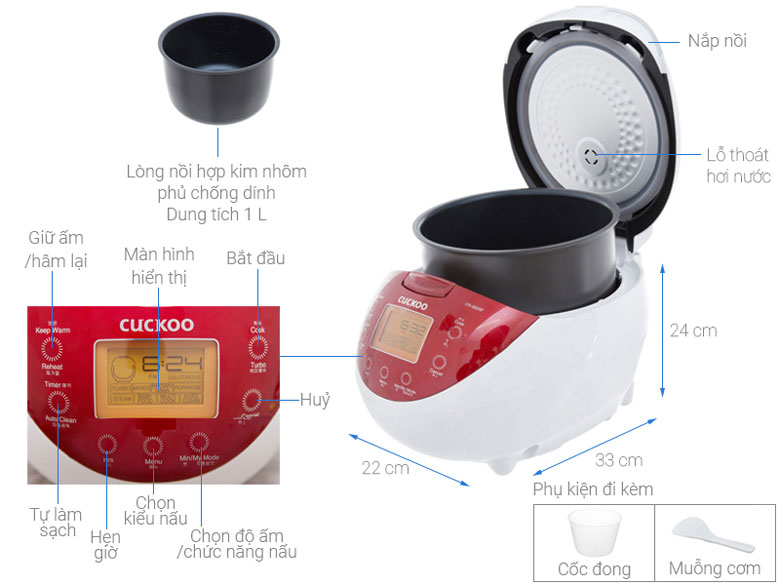 Nồi cơm điện tử Cuckoo 0.5 lít CR-0365F/RDWHVNCV
