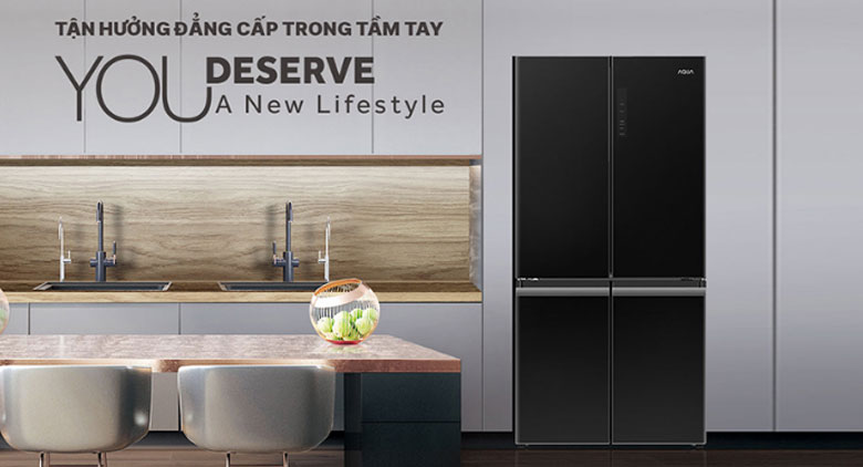 Tủ lạnh 4 cánh Aqua Inverter 549 lít AQR-IG636FM(GB)