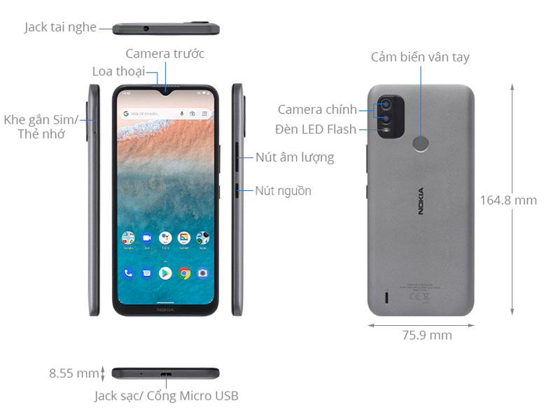 Điện thoại Nokia C21 Plus 3GB/64GB Xám