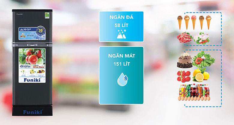 Tủ lạnh 200 lít: Tủ Lạnh Funiki Inverter 209 lít FR-216ISU