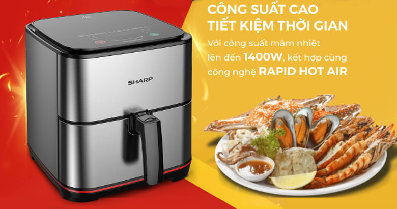Nồi chiên không dầu Sharp 5 lít KF-AF50EV-ST - Tiết kiệm thời gian