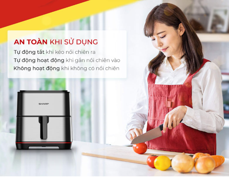 Nồi chiên không dầu Sharp 5 lít KF-AF50EV-ST - An toàn khi sử dụng