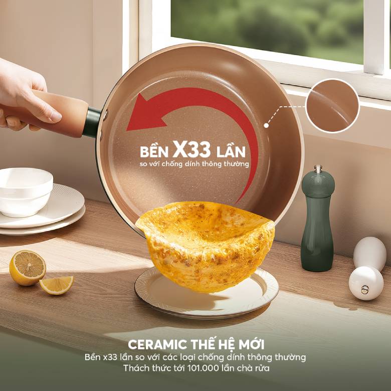 Chảo chống dính ceramic Elmich Harmony EL5986PT20 Size 20cm - Độ bền vượt trội