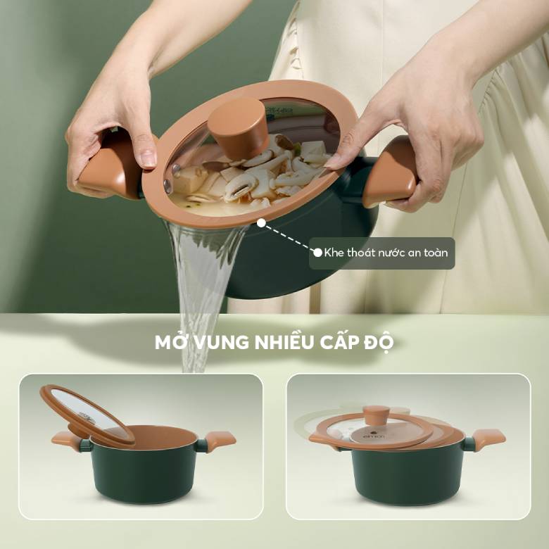  Nồi chống dính ceramic Elmich Harmony EL5540PT24 Size 24cm - Nắp vung cải tiến thông minh