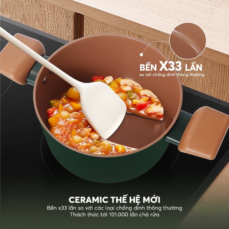  Nồi chống dính ceramic Elmich Harmony EL5540PT24 Size 24cm - Chống dính Ceramic thế hệ mới