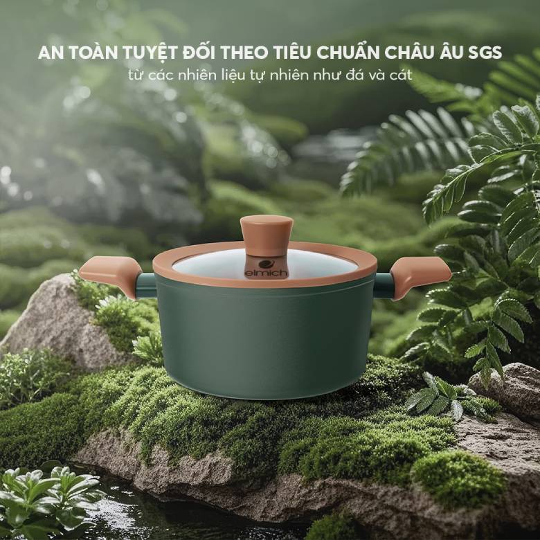Nồi chống dính ceramic Elmich Harmony EL540PT18 Size 18cm - tiêu chuẩn Châu Âu SGS