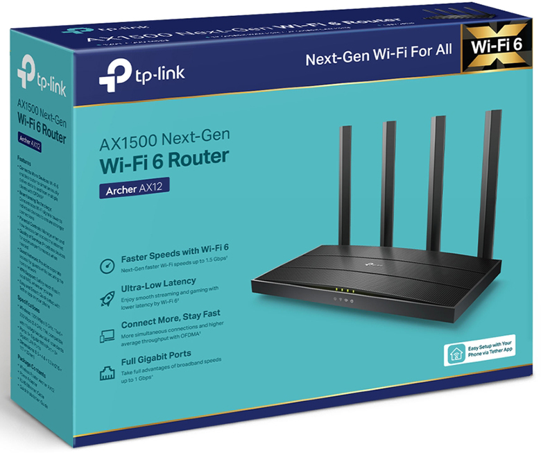 Bộ phát wifi 6 TPLink Archer AX12 AX1500 Mbps tốc độ cực nhanh