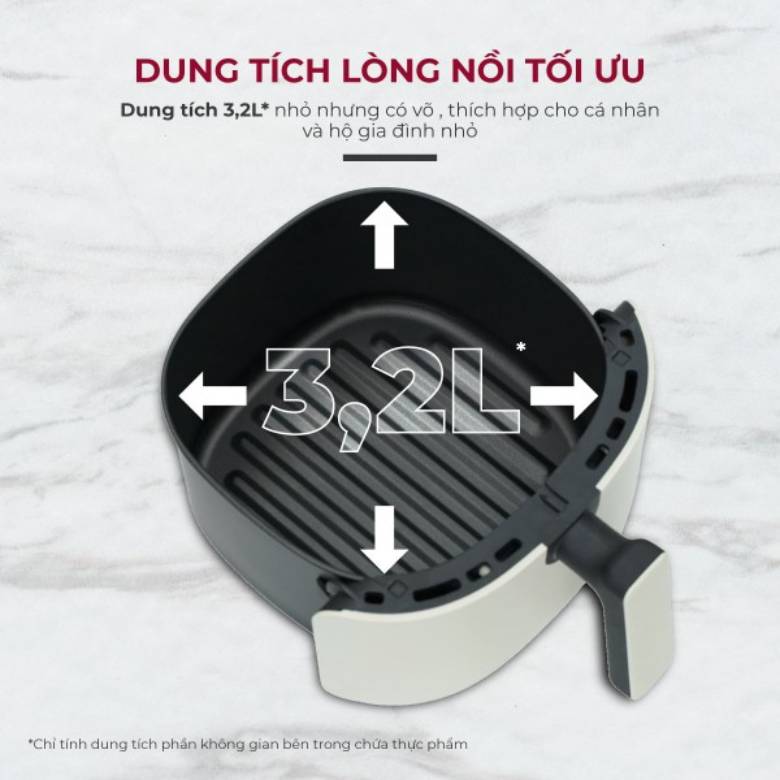  Nồi chiên không dầu Fujihome A3B 3.2 lít - Dung tích 3.2 lít