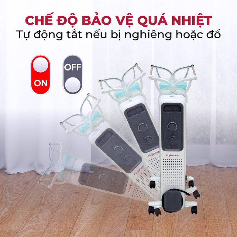 Máy sưởi dầu FujiHome OH849 nhiều tính năng phù hợp