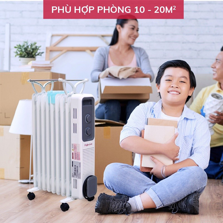 Lò sưởi dầu FujiHome OH849 an toàn và bảo vệ môi trường