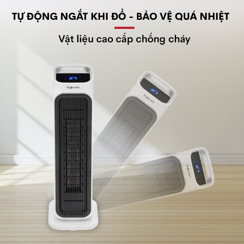 Quạt sưởi gốm FUJIHOME FH3000 có cảm biến nghiêng đổ