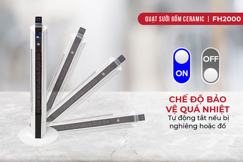 Quạt sưởi gốm FUJIHOME FH2000 có cảm biến nghiêng đổ