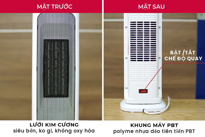 Quạt sưởi gốm FUJIHOME FH1000 vật liệu an toàn