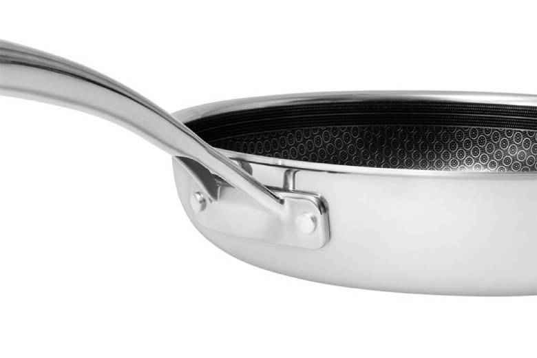  Chảo chống dính Inox nguyên khối Trimax Winner EL2868IC28 - Quai cán bằng inox được thiết kế với công nghệ "Stop Hot" 