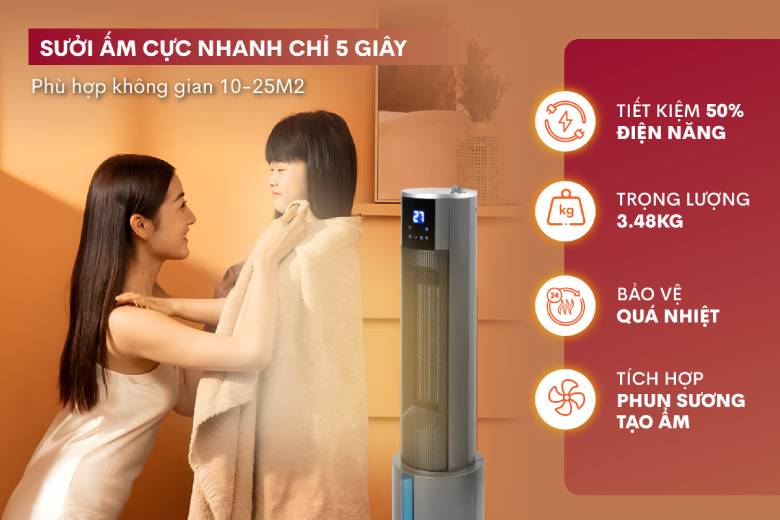  Quạt sưởi gốm tích hợp tạo ẩm FUJIHOME FH6000