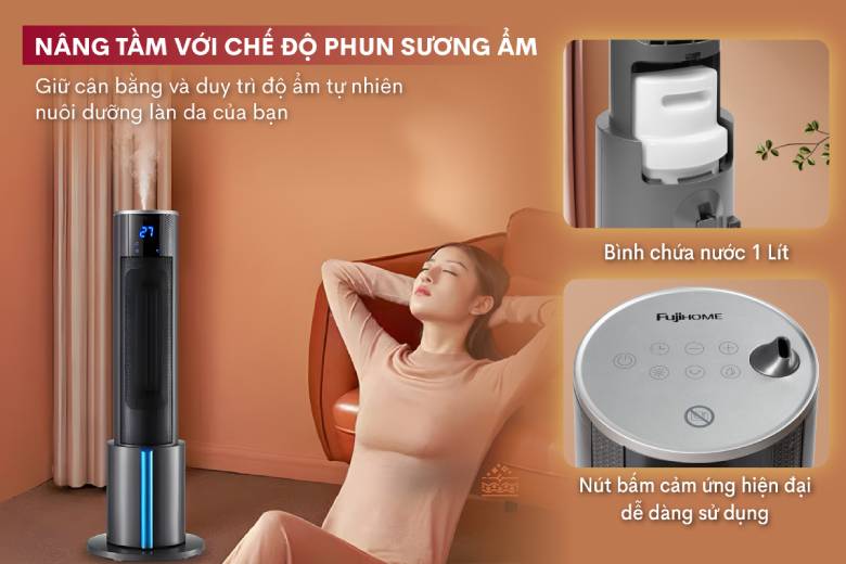  Quạt sưởi gốm tích hợp tạo ẩm FUJIHOME FH6000 - Công nghệ 2 trong 1 