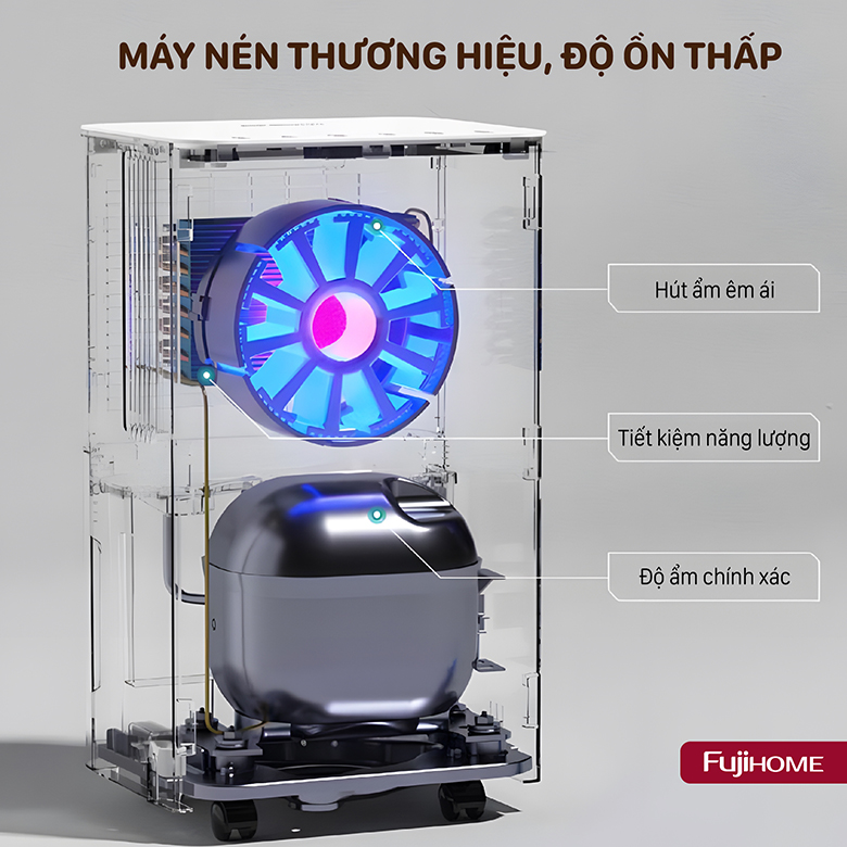Hoạt động êm ái - Máy hút ẩm Fujihome DH30NW