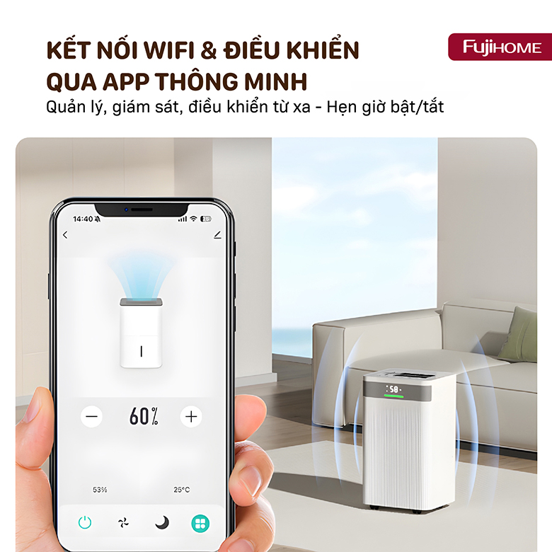 Điều khiển thông minh - Máy hút ẩm Fujihome DH30NW