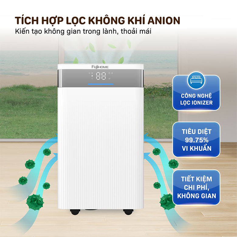 Thiết kế nhỏ gọn - Máy hút ẩm Fujihome DH12NW