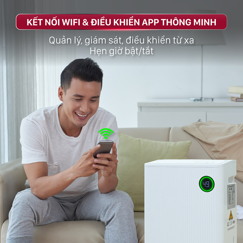 Điều khiển thông minh - Máy hút ẩm Fujihome DH25W-HEPA-NEW