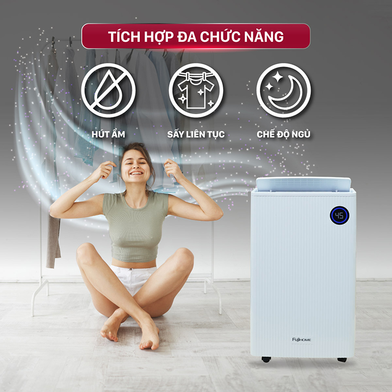 Đa tính năng - Máy hút ẩm Fujihome DH25W-HEPA-NEW