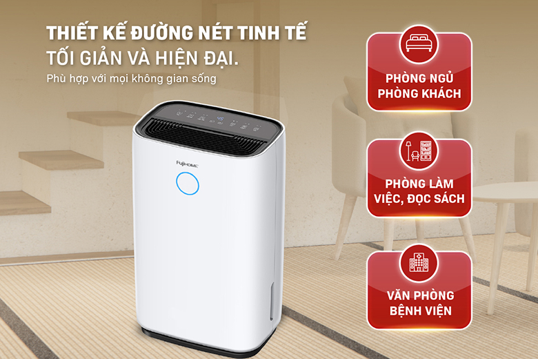 Thiết kế tinh tế - Máy hút ẩm Fujihome DH25W-HEPA