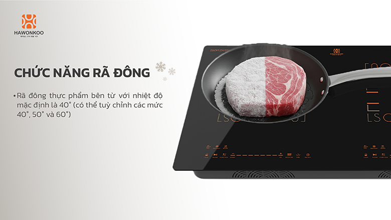Bếp từ đôi Hawonkoo Seoul CEH-288-II có chức năng rã đông