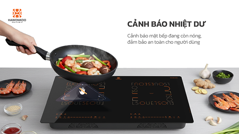 Bếp từ đôi Hawonkoo Seoul CEH-288-II có cảnh báo nhiệt dư