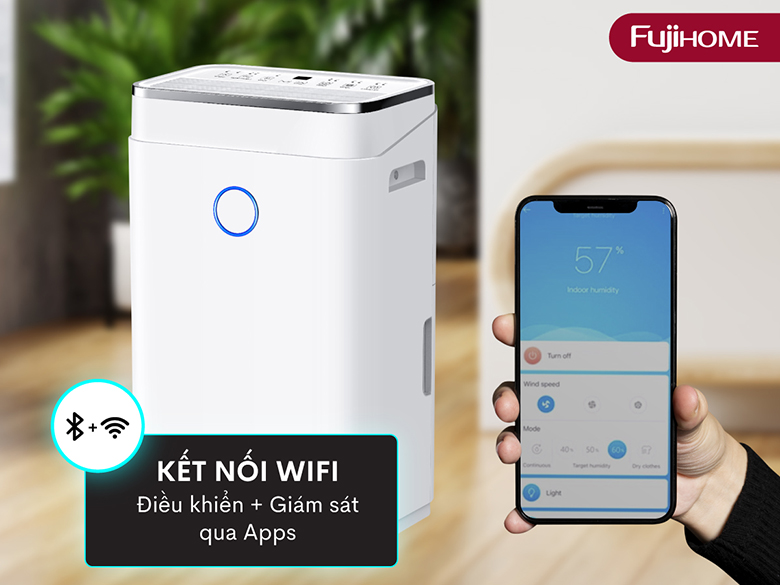 Kết nối wifi thông minh - Máy hút ẩm Fujihome DH20W