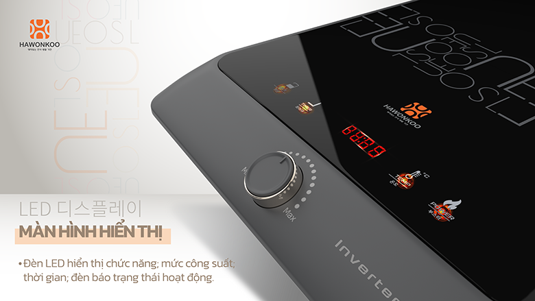 Bếp từ Hawonkoo Seoul SEOUL-CEH-106-I-GR/CF điều khiển núm xoay
