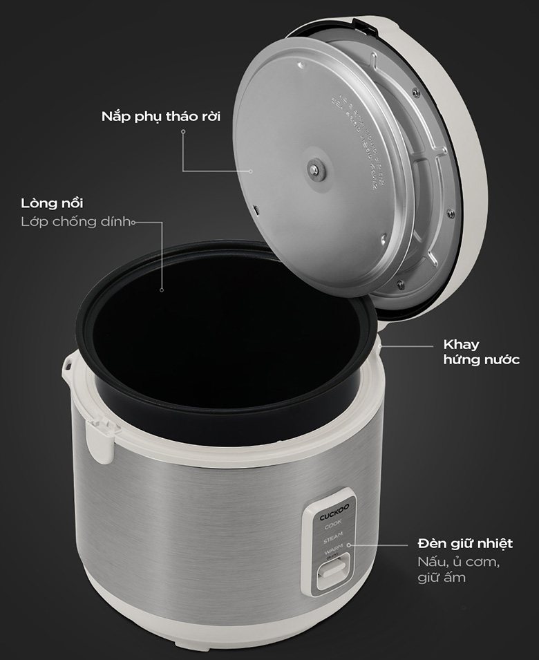 chi tiết Nồi cơm điện nắp gài Cuckoo 2.52 lít CR-1415