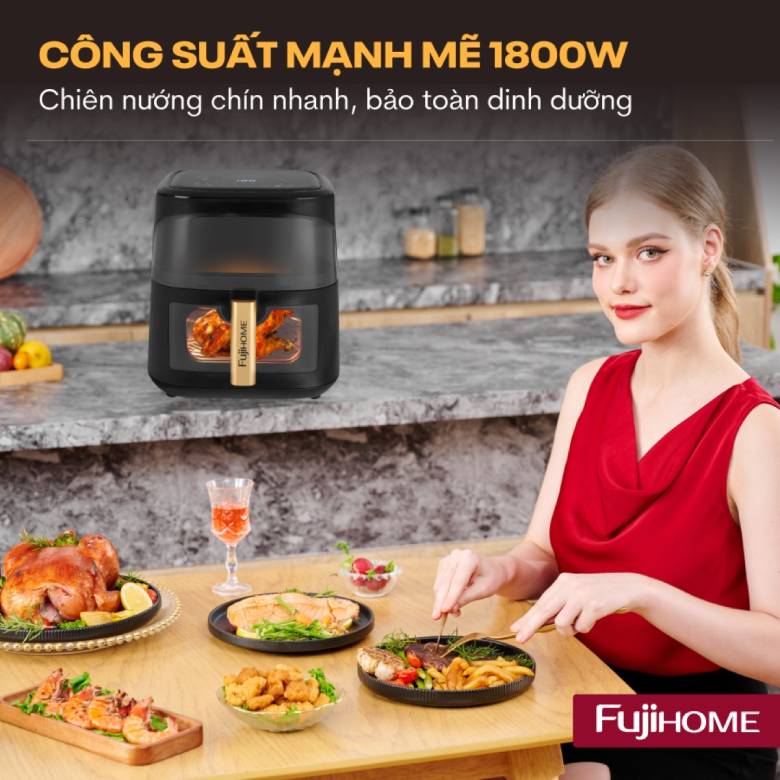  Nồi chiên không dầu Fujihome A8DG1 8.0 Lít - Công suất 1600-1800W