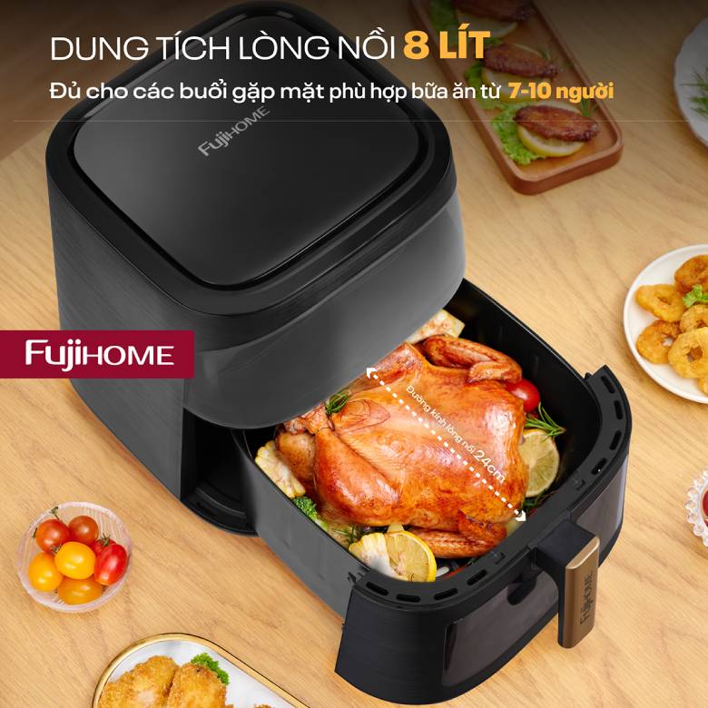  Nồi chiên không dầu Fujihome A8DG1 8.0 Lít