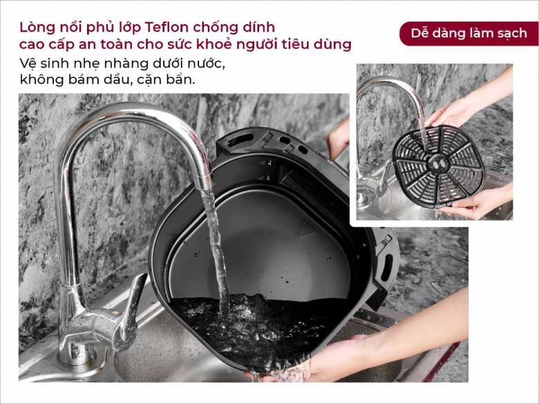  Nồi chiên không dầu Fujihome A6DB 6.5 Lít - Lớp chống dính Teflon cao cấp