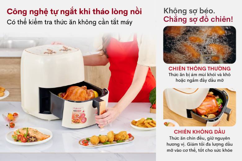  Nồi chiên không dầu Fujihome A6W 6.5 Lít - Tự động ngắt nhiệt