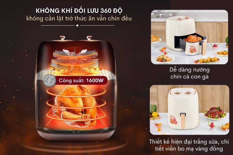  Nồi chiên không dầu Fujihome A6W 6.5 Lít - Loại bỏ 80% chất béo