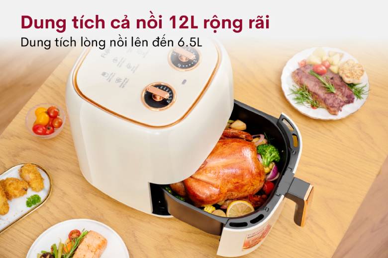  Nồi chiên không dầu Fujihome A6W 6.5 Lít - Dung tích 6.5 lít