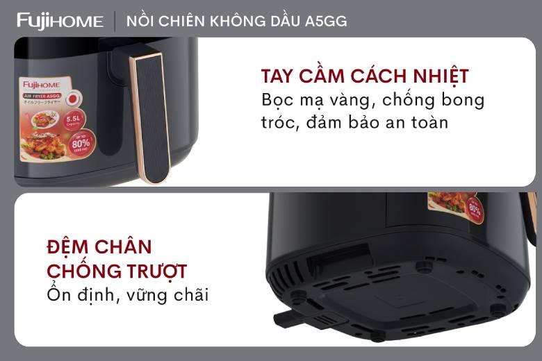  Nồi chiên không dầu Fujihome A5GG 5.5 Lít - Thiết kế hiện đại phong cách Hàn Quốc