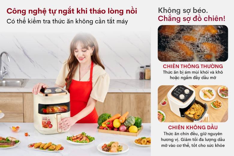 Nồi chiên không dầu Fujihome A5GW 5.5 Lít - Tự động ngắt nhiệt 