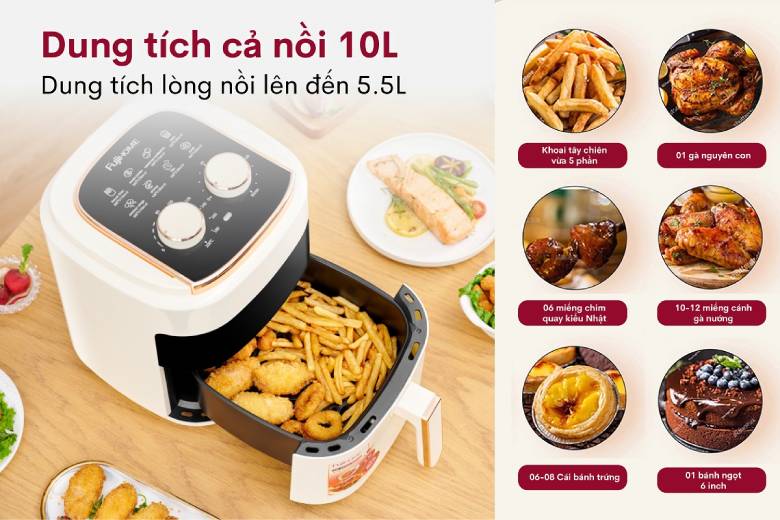 Nồi chiên không dầu Fujihome A5GW 5.5 Lít