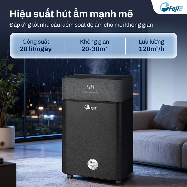 Hiệu suất hút ẩm mạnh mẽ - Máy hút ẩm Fujie HM-920ED